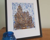 Leber-Gebäude-Kunstdruck - bunte Liverpool Druck