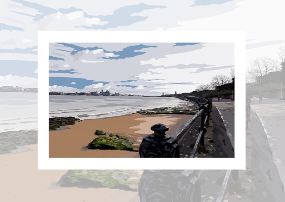 Egremont Promenade, New Brighton, Wirral A4 and A3 Art Print