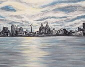 Liverpool Skyline Original Acrylbild