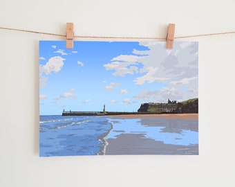 Whitby Beach, North Yorkshire Coast, UK Art Print.