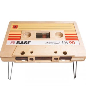 Cassette Coffee Table, Cassette Tape End Table, Wood Furniture, Audio Tape Table, Plywood Table, Cassette Home Decor image 4