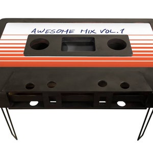 Cassette Coffee Table, Cassette Tape End Table, Wood Furniture, Audio Tape Table, Plywood Table, Cassette Home Decor image 3