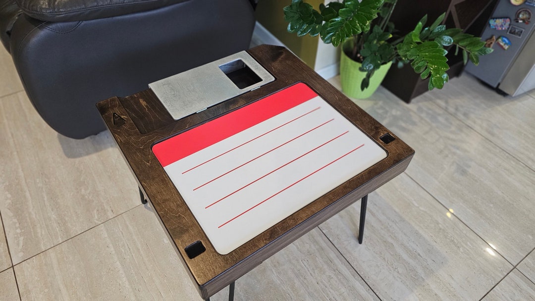 Floppy Disk Coffee Table, Computer Disquette End Table, Wood Furniture, Retro Table, Plywood