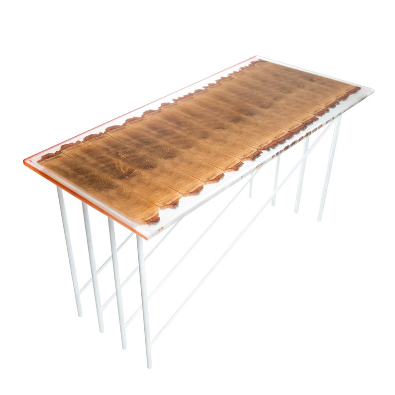 Resin Table, Wood Dining Table, Resin Furniture, Living Room Table, Wood Slice Table, Metal Table Legs, Wood End Table, Solid Oak Table image 1