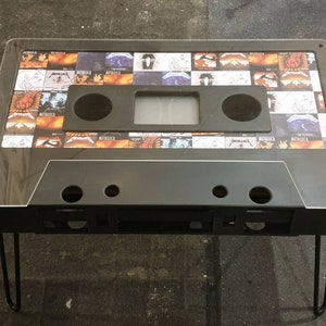 Customized Cassette Coffee Table, Cassette Tape End Table, Wood Furniture, Audio Tape Table, Plywood Table, Cassette Home Decor