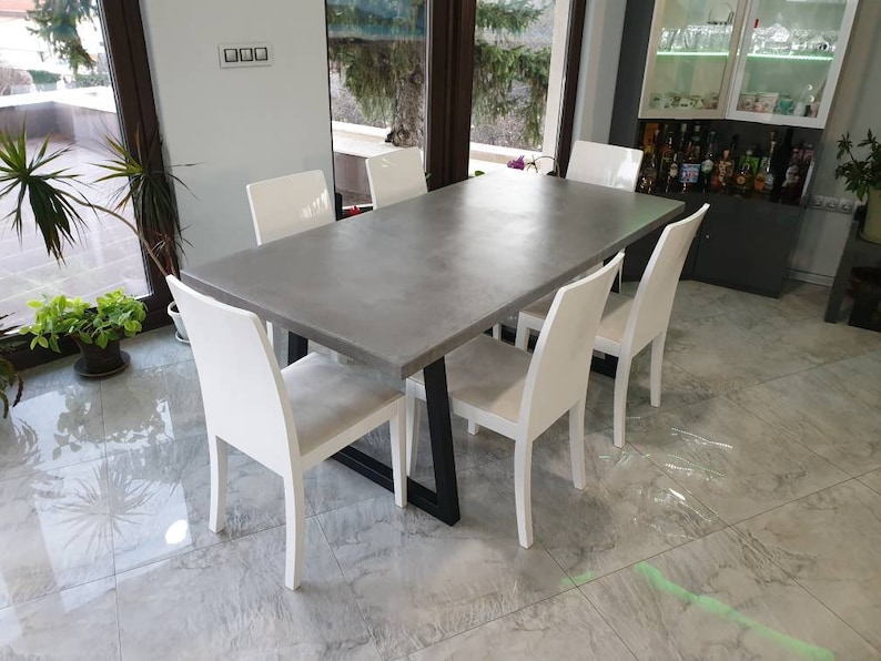 Concrete Dining Tables Concrete Kitchen Tables Solid Etsy