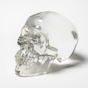 Crystal skull, Clear resin skull, Clear skull, Epoxy resin skull, Real size skull, Home decor, Gift, Souvenir, Table paper weight