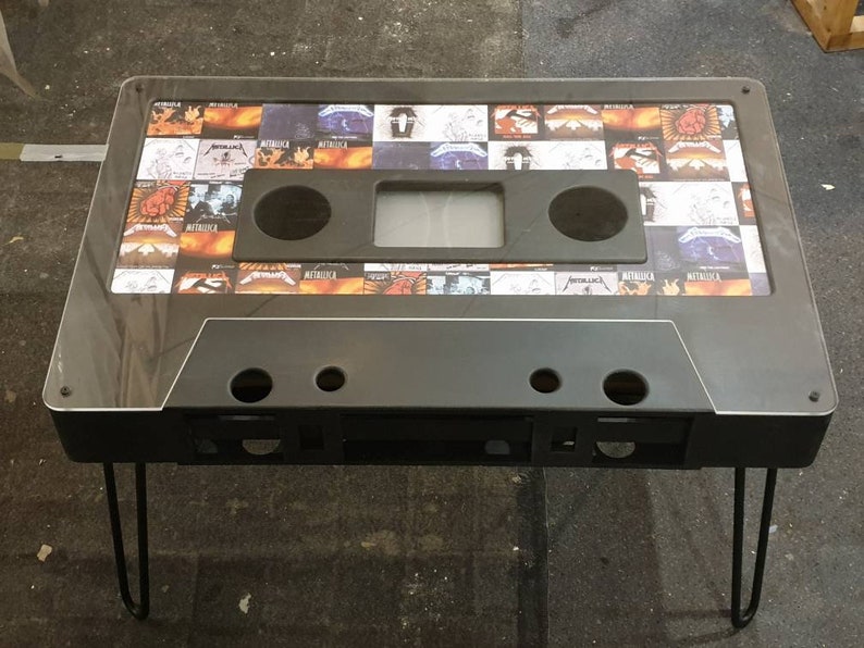 Cassette Coffee Table, Cassette Tape End Table, Wood Furniture, Audio Tape Table, Plywood Table, Cassette Home Decor image 8