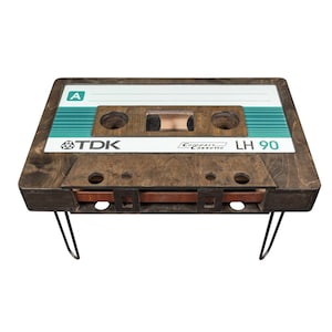 Cassette Coffee Table, Cassette Tape End Table, Wood Furniture, Audio Tape Table, Plywood Table, Cassette Home Decor image 5