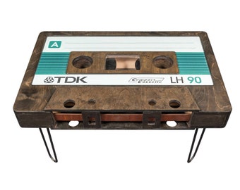 Customized Cassette Coffee Table, Cassette Tape End Table, Wood Furniture, Audio Tape Table, Plywood Table, Cassette Home Decor