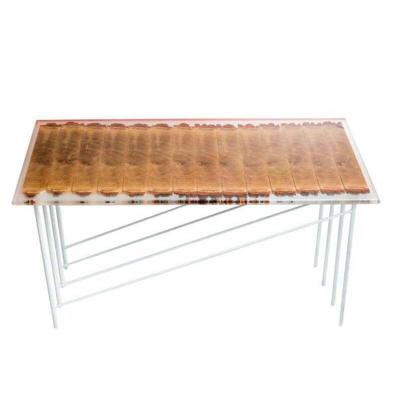 Resin Table, Wood Dining Table, Resin Furniture, Living Room Table, Wood Slice Table, Metal Table Legs, Wood End Table, Solid Oak Table image 4