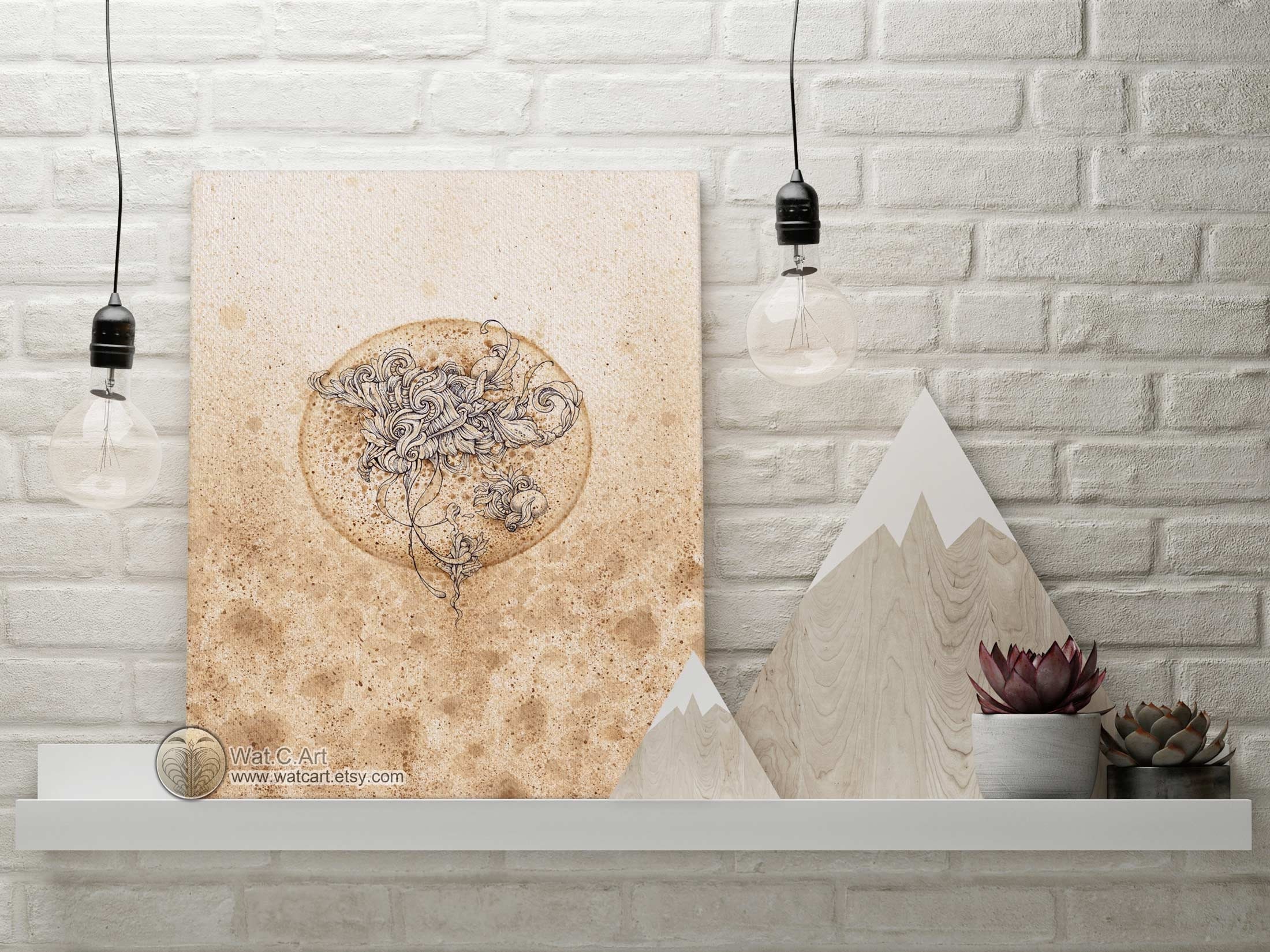 Instant download printable art Life under the moonlight Ballpoint pen Art for gift Art Print Wall Art Home decor or Collectibles