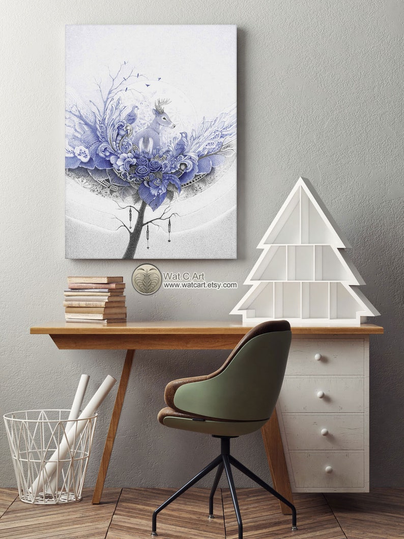Instant download printable art Life under the moonlight Ballpoint pen Art for gift Art Print Wall Art Home decor or Collectibles