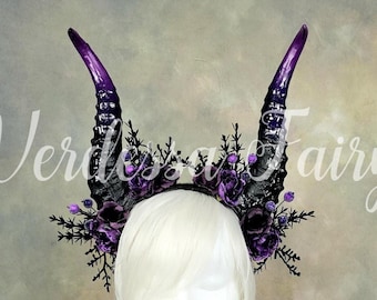 Maleficent Inspired Horns Headpiece: Gothic Dark Fairy Crown
