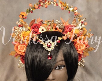 Autumn Fairy Crown: Thanksgiving Wreath Headpiece. Autumn goddess head costume.