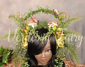 Mother Nature/ Mother Earth headpiece.  Earth Goddess fern headpiece. Forest fairy headdress. Fern crown.