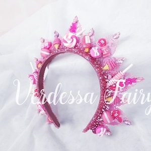 Barbie pink candy crown. Pink metal lace crown. Pink ombre crown. Candy pink tiara. Pink hen&#39;s party headpiece.