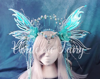 Water Fairy wings headpiece.  Ocean Fairy headdress.