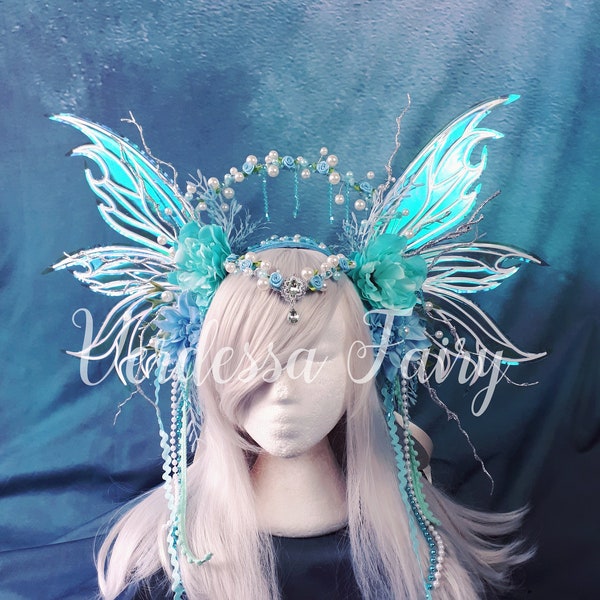 Water Fairy wings headpiece.  Ocean Fairy headdress.