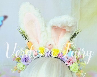 Easter bunny ears headband.  Easter headpiece.  White bunny rabbit headpiece.