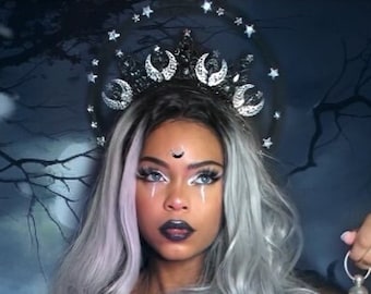 Night Sky Gothic Halo. Moon Goddess Crown. Stars and Moon  display picture 1