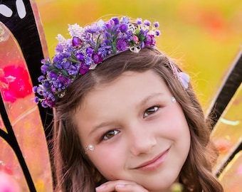 Purple fairy crown. Lavender fairy tiara. Purple garden fairy headpiece.