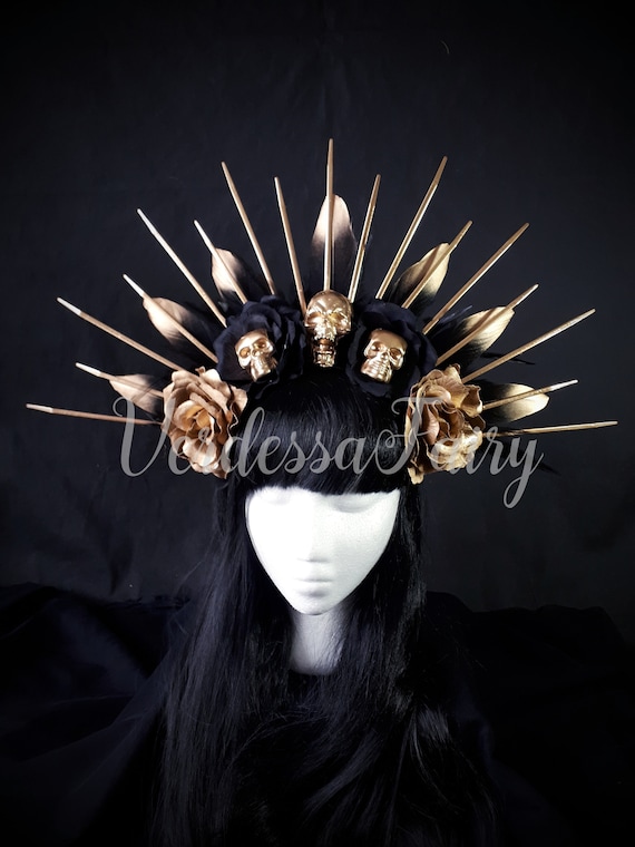 Gothic skull headpiece Evil queen crown Halloween skull headdress Day of the Dead queen/'s headdress Halloween costume accessories