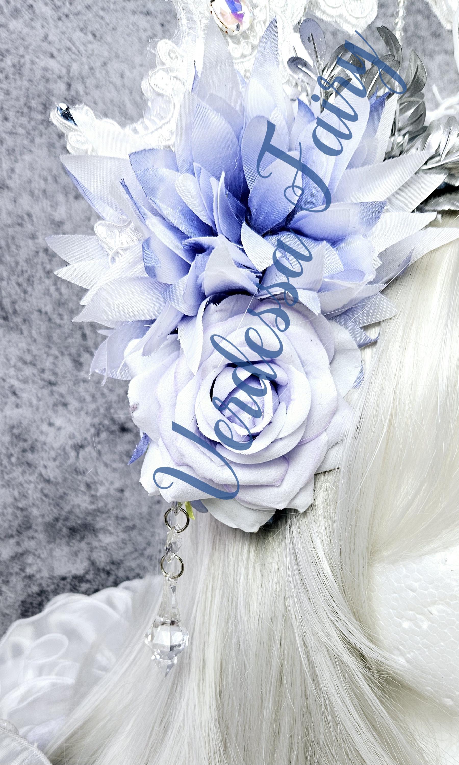 Winter Goddess/ Snow Queen Crown: Lace Halo Headpiece With 
