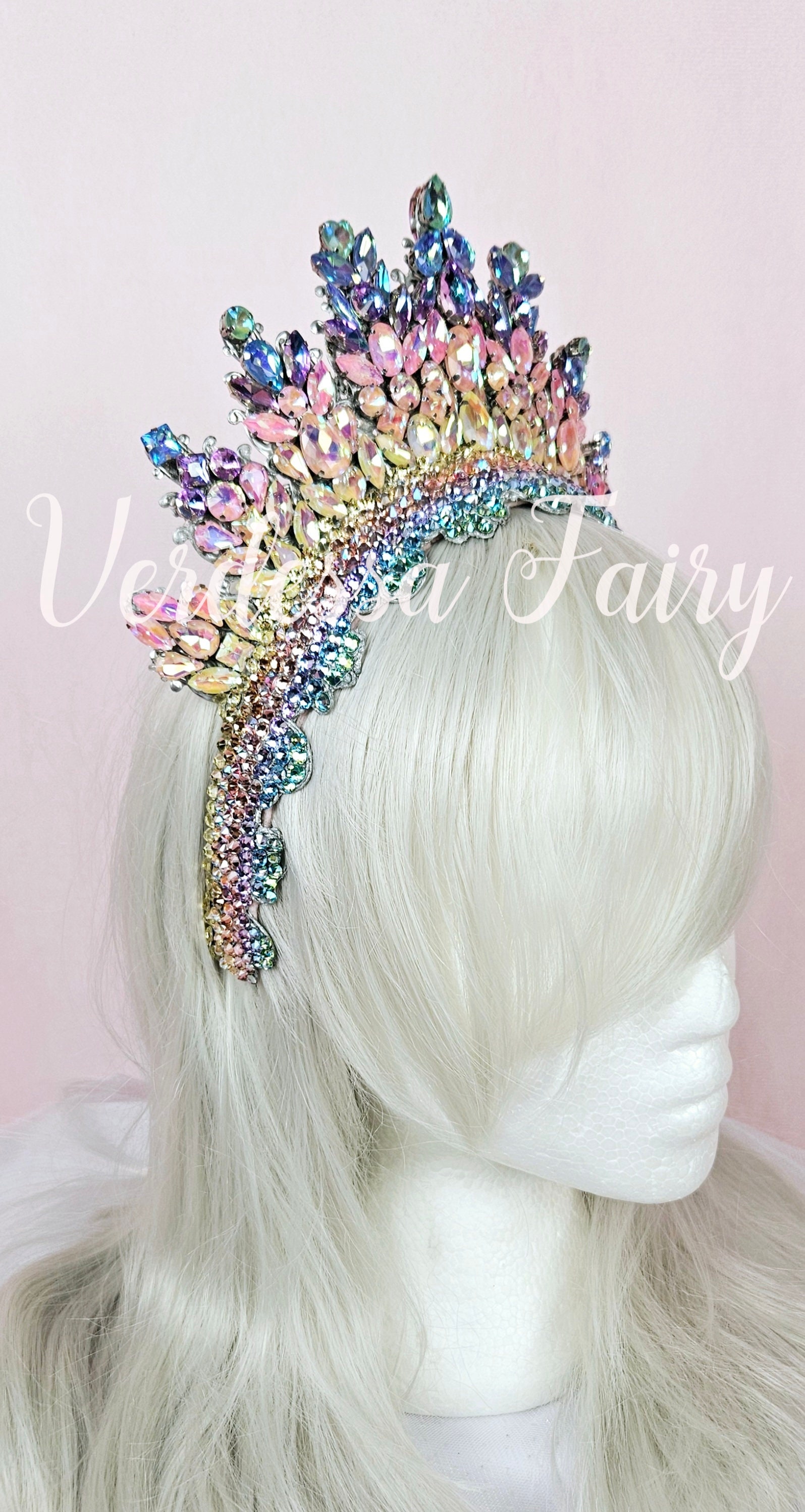 Rainbow Fairy Queen Crown for Halloween or New Years il_fullxfull.6579171198_7kou.jpg main image 4