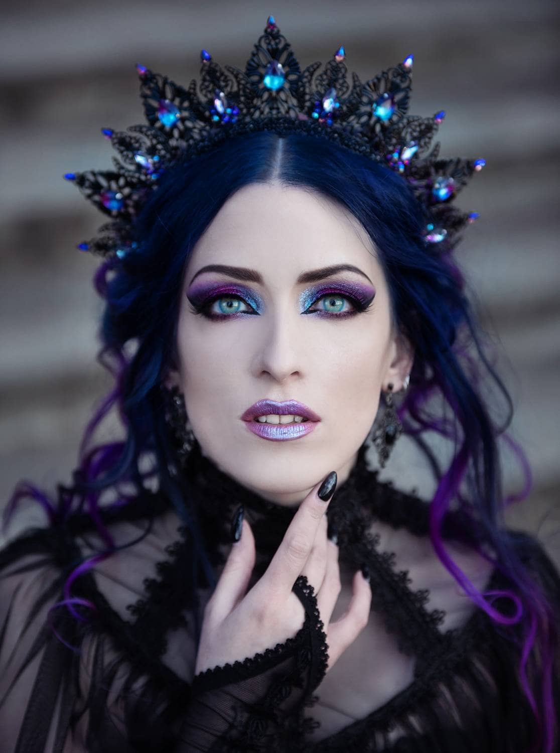 Black, Purple, Pink and Blue Crown Tiara. Gothic Queen  display picture 1