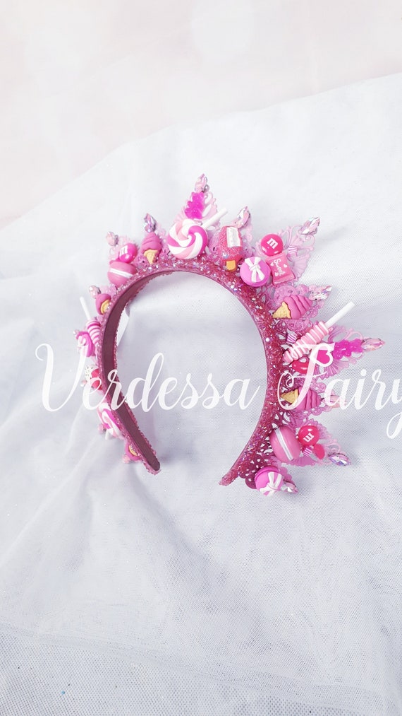 Barbie Pink Candy Crown. Pink Metal Lace Crown. Pink Ombre Crown