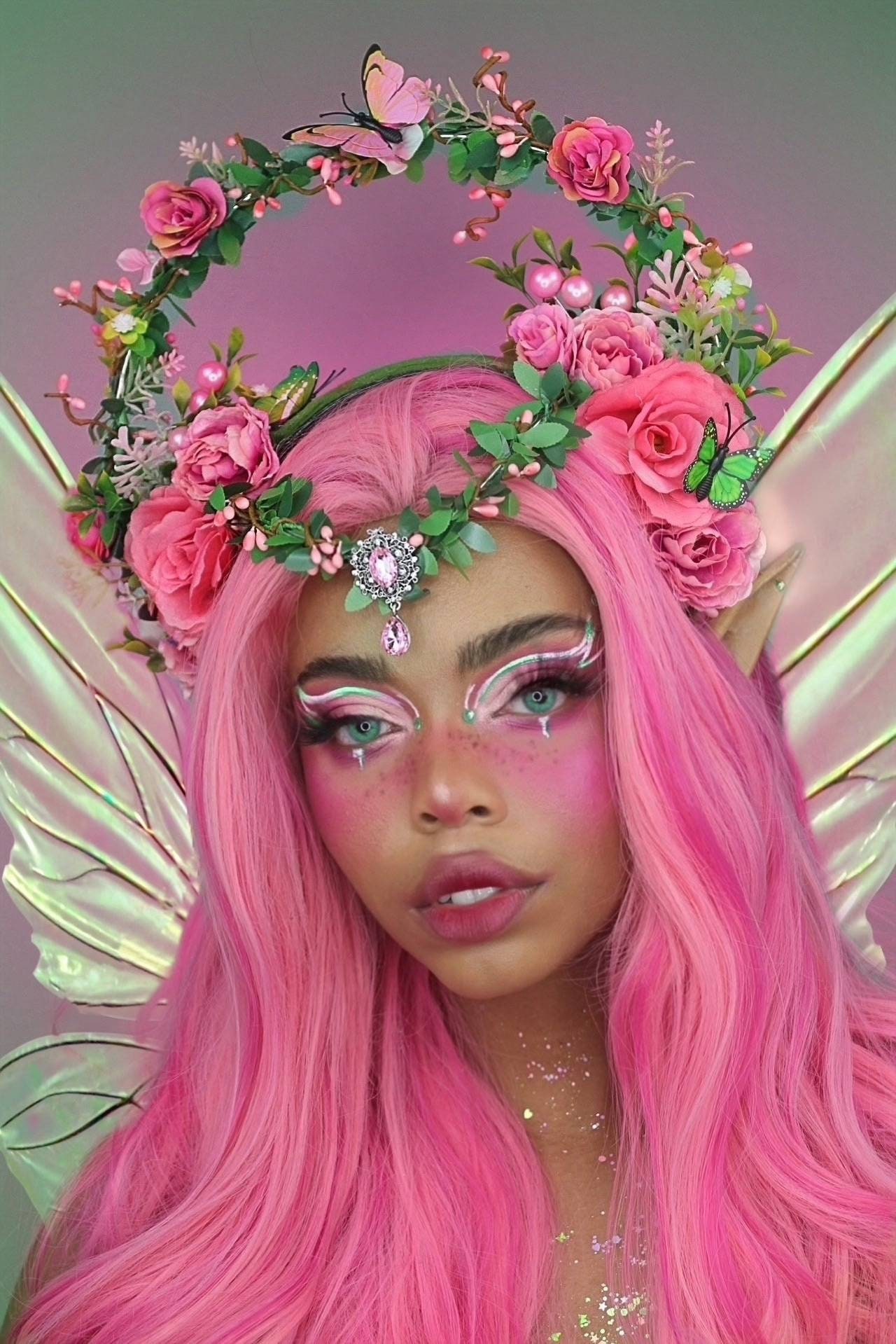 Pink Fairy Flower Headpiece. Pink Spring Goddess Halo Headpiece. Floral  Halo Headdress. Pink Flower Crown With Elevated Halo. - Etsy
