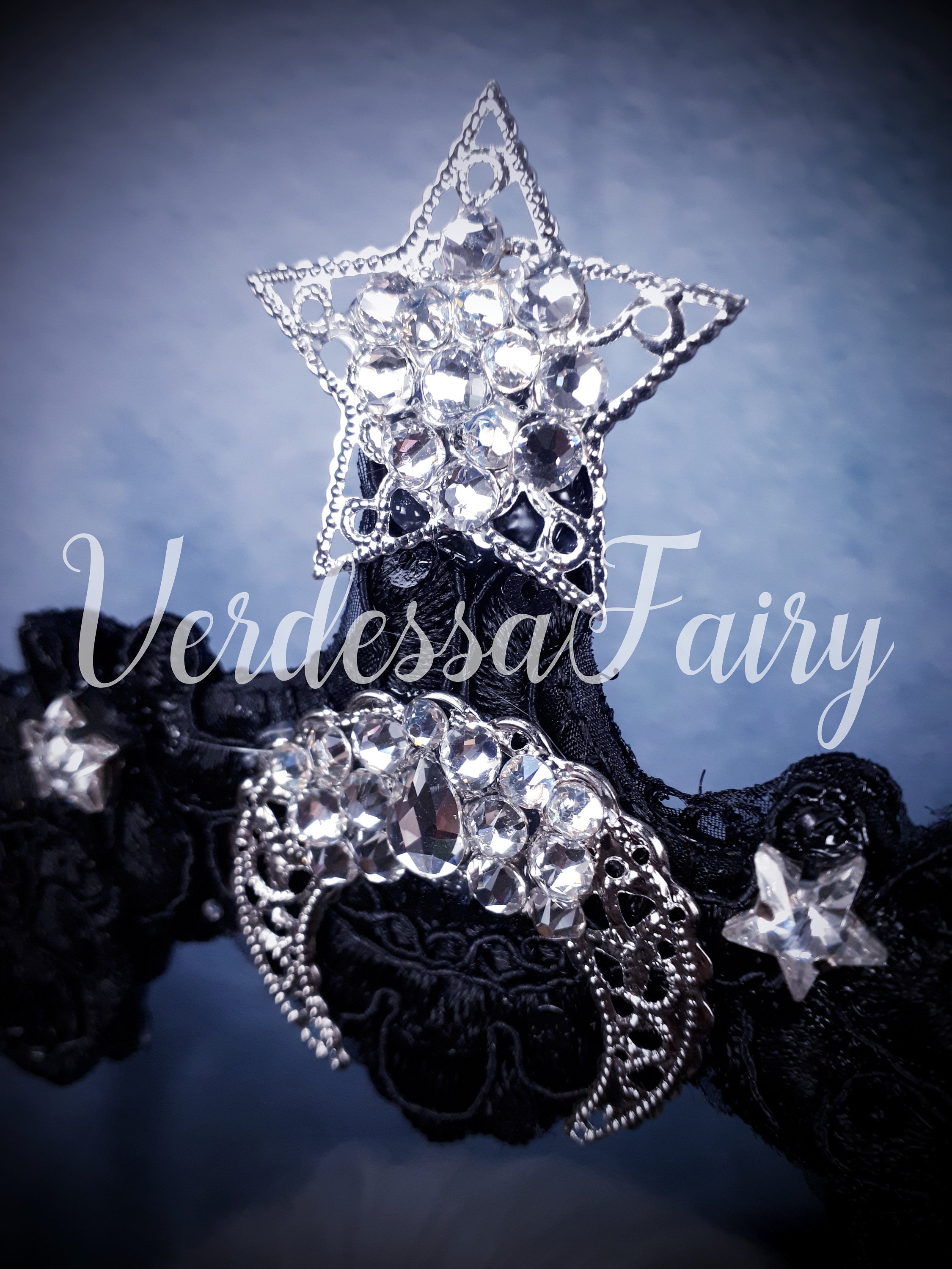 Gothic Lace Halo: Moon Goddess Crown, Stars & Silver  display picture 1