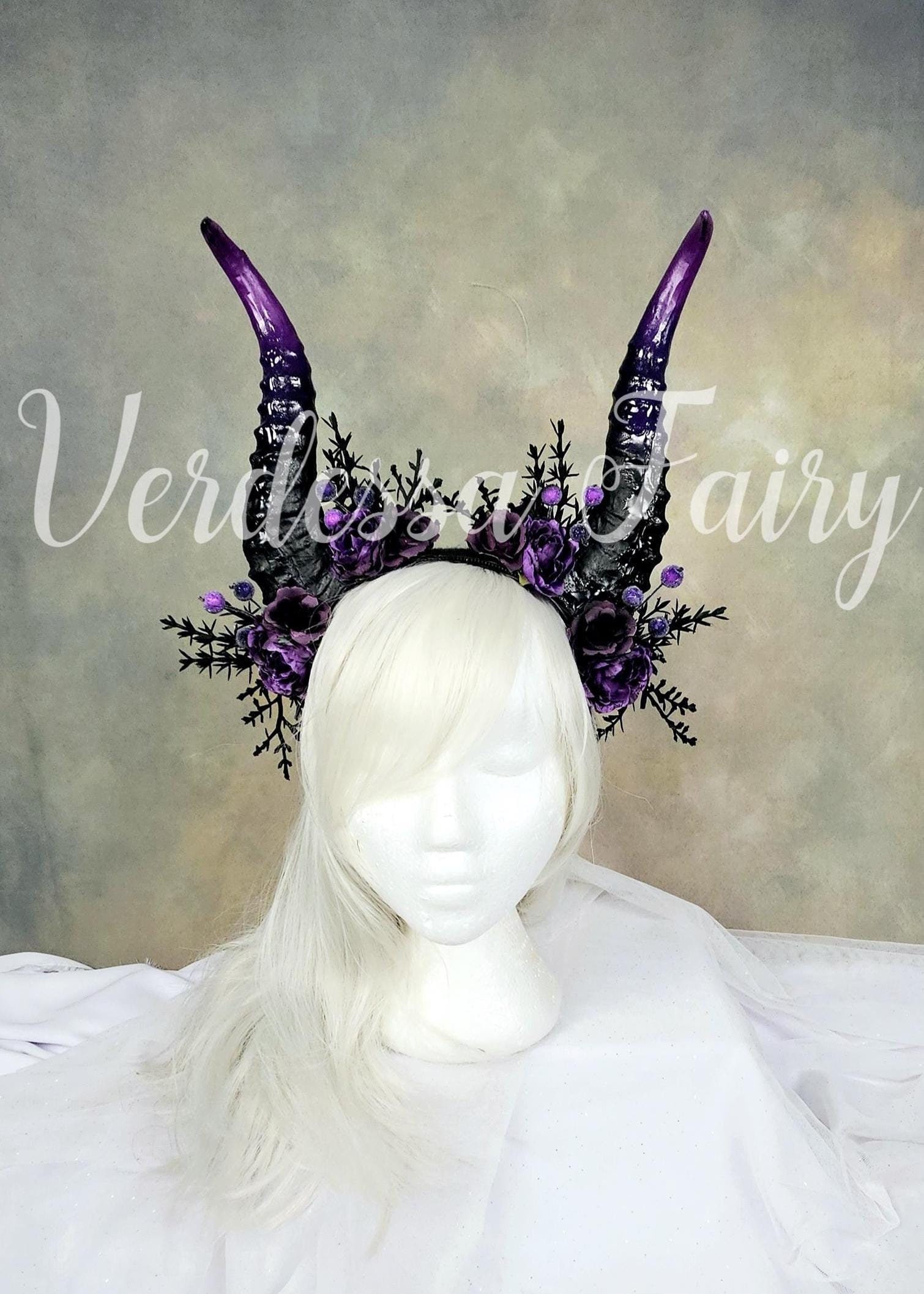 Maleficent Inspired Horns Headpiece: Gothic Dark Fairy Crown  display picture 2