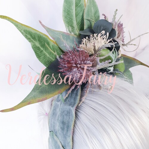 Australian flora headpiece. Gum nut and Eucalyptus shops fascinator. Australia Day headband. May Gibbs inspired headpiece.