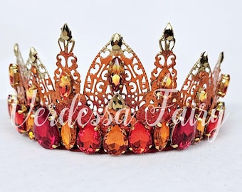 Red and orange fire crown. Phoenix Tiara.