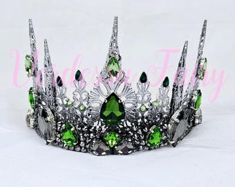 Black & Green Spiked Evil Queen Crown: Gothic Tiara