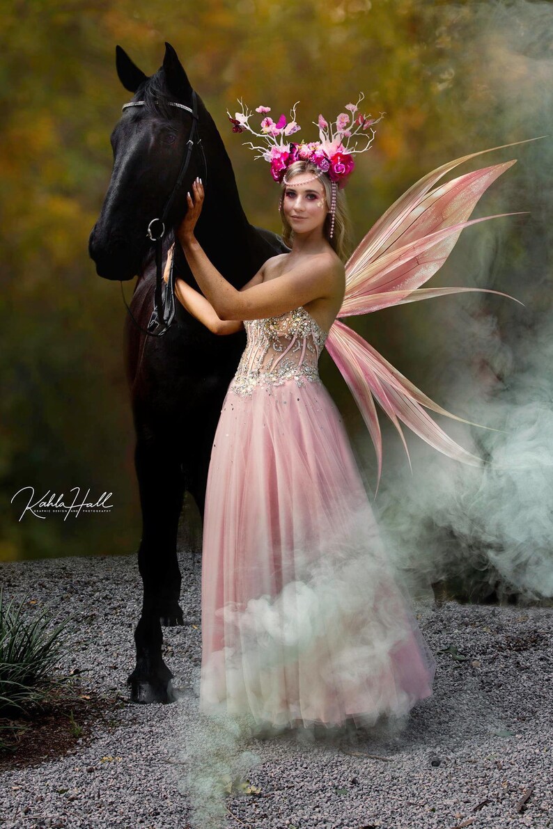 Branch antler headdress blossom headdress. White and pink branch blossom headpiece Pink fairy large flower crown with branches /& blossom