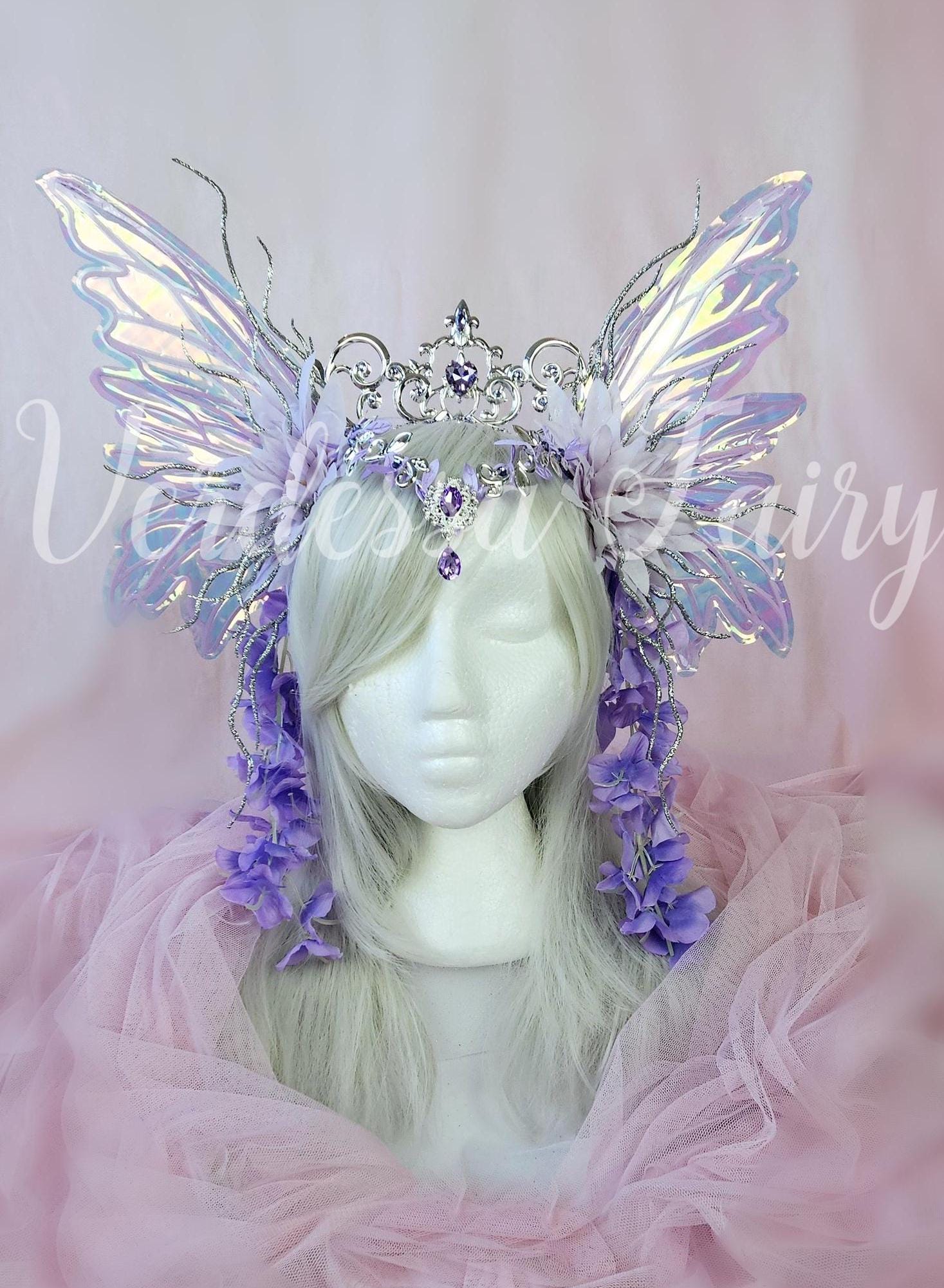 Handmade artist unique purple Valkyrie Goddess Headpiece, wing headpiece fairy ✨ Today I want to show you 20 goddess crown inspirations  main image 2