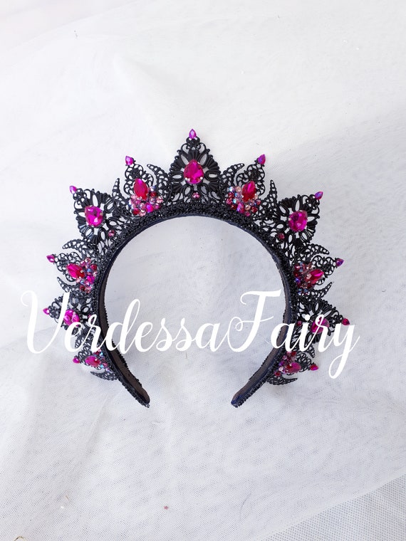 Black Filigree Queen Crown Headband Adult Black Filigree Queen Crown Headband Adult