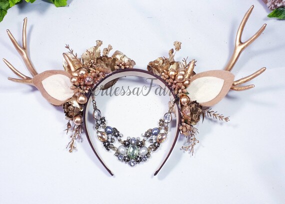 gold antler headband