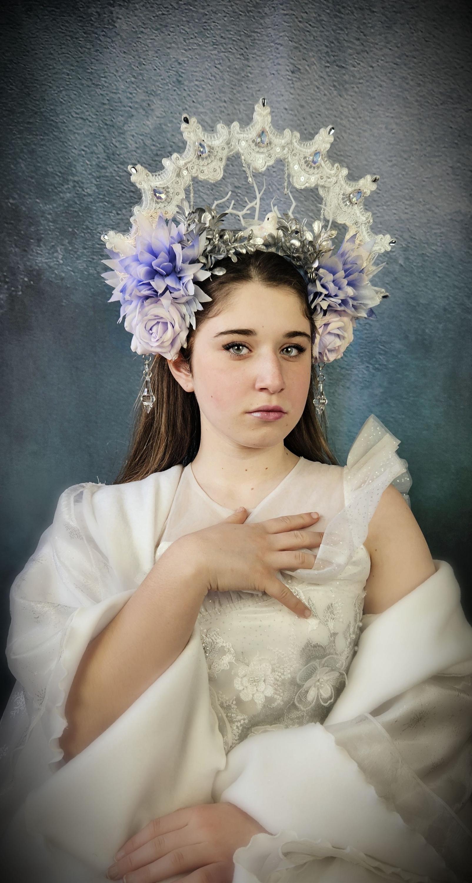 Winter Goddess/ Snow Queen Crown: Lace Halo Headpiece With 