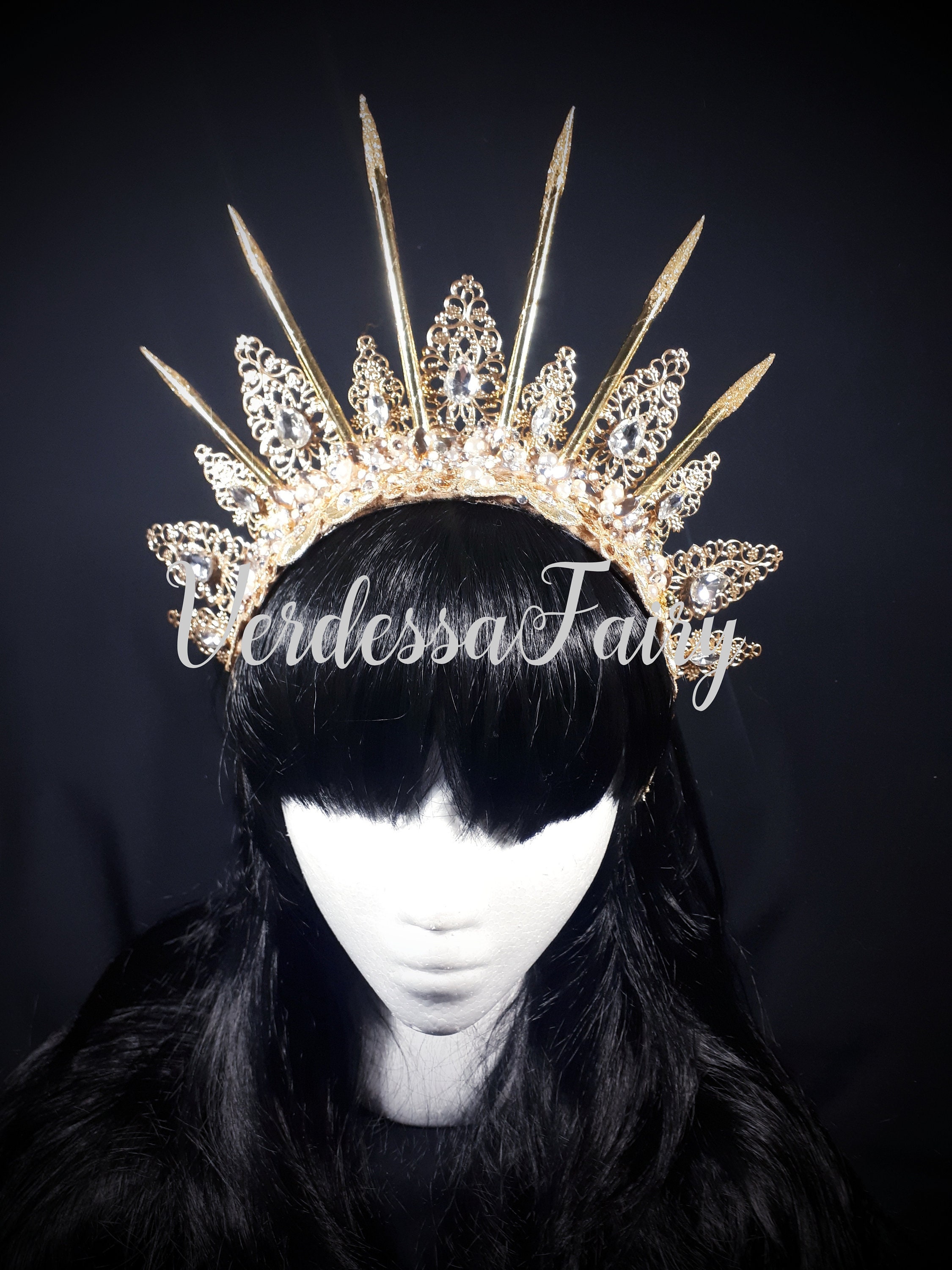 Gold Goddess Headpiece. Gold and Pearl Mermaid Crown. Gold  display picture 3