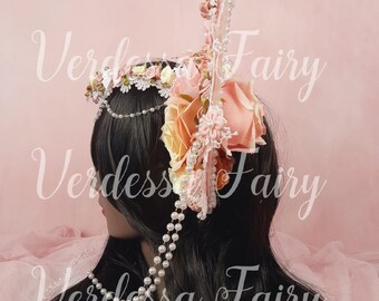 Vintage Pink Coquette Halo Headpiece. Pink Lace Halo  display picture 1