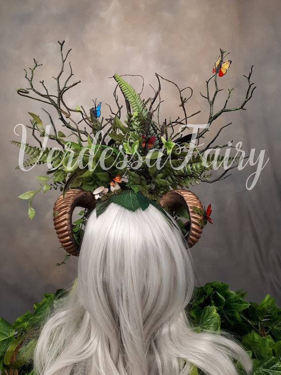 Branch headpiece, forest headpiece Mother Earth Goddess Headdress. Branch and Horns Forest  main image 4