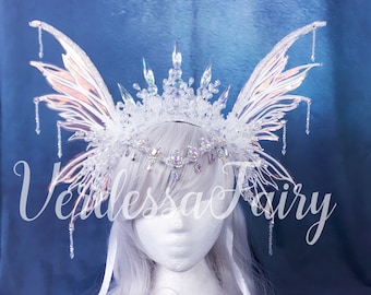 Snow Fairy wings headpiece.  Ice Fairy headdress.