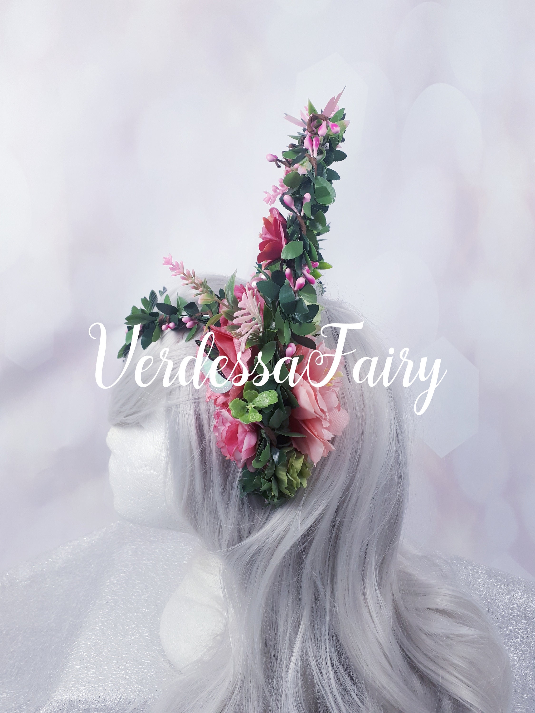 Pink Fairy Flower Headpiece. Pink Spring Goddess Halo  display picture 2