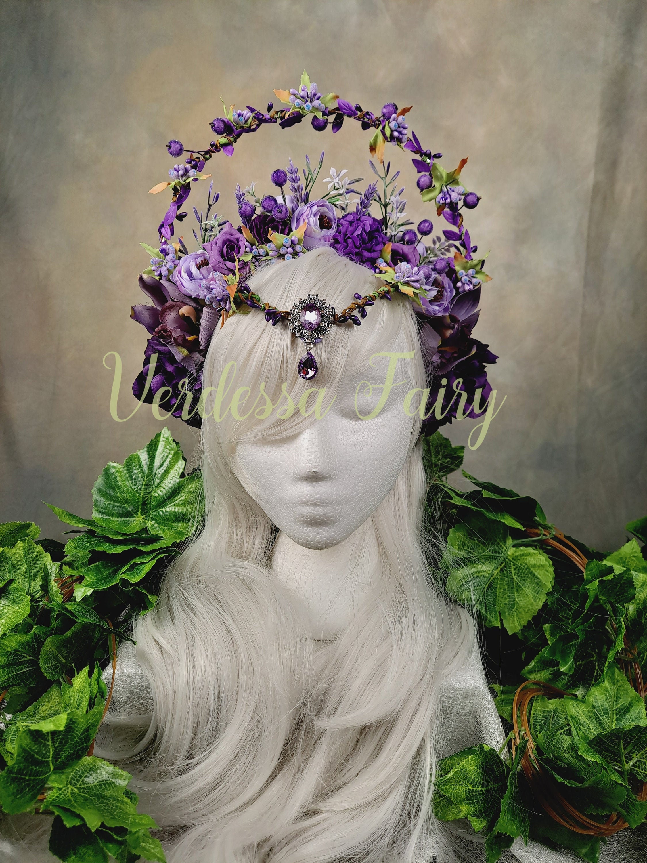 Purple flower headpiece deals