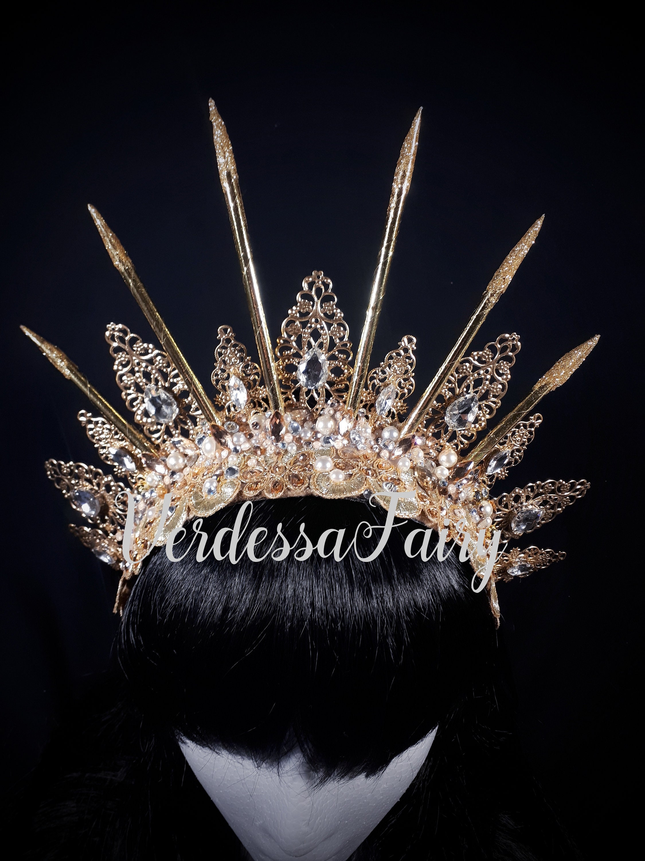 Gold Goddess Headpiece. Gold and Pearl Mermaid Crown. Gold  display picture 1