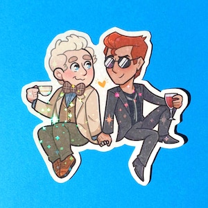 Holografische sticker Good Omens. Sterren, schattig, kindle-decor, cadeau, decoratief, journalling, fantasie, ipad, boeken.